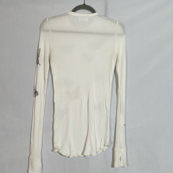 Lauren Moshi Thermal Mckinley Butterfly Top Long Sleeve Tee EUC Size S - Picture 10 of 10